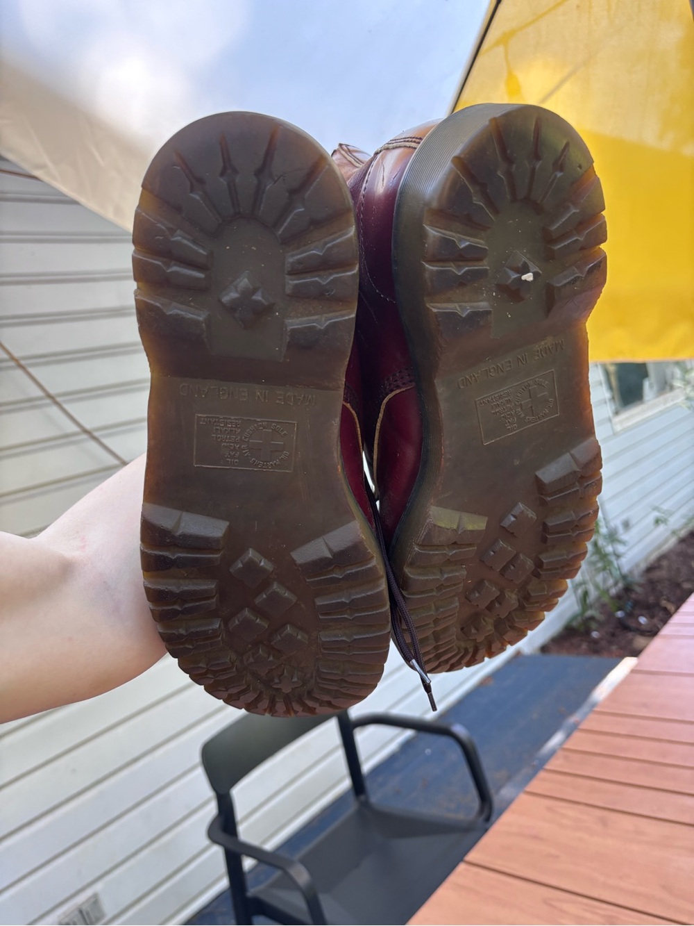 Vintage Distressed Dr. Martens Burgundy 1460 combat boots, made in England - Picture 6 of 8